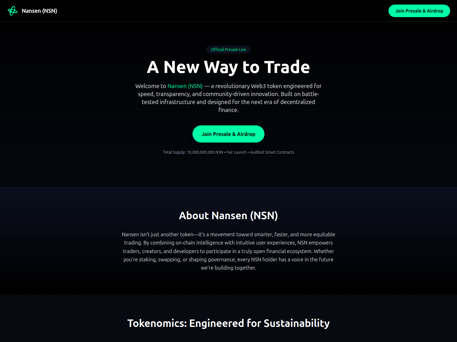Screenshot of nansenpresale.xyz
