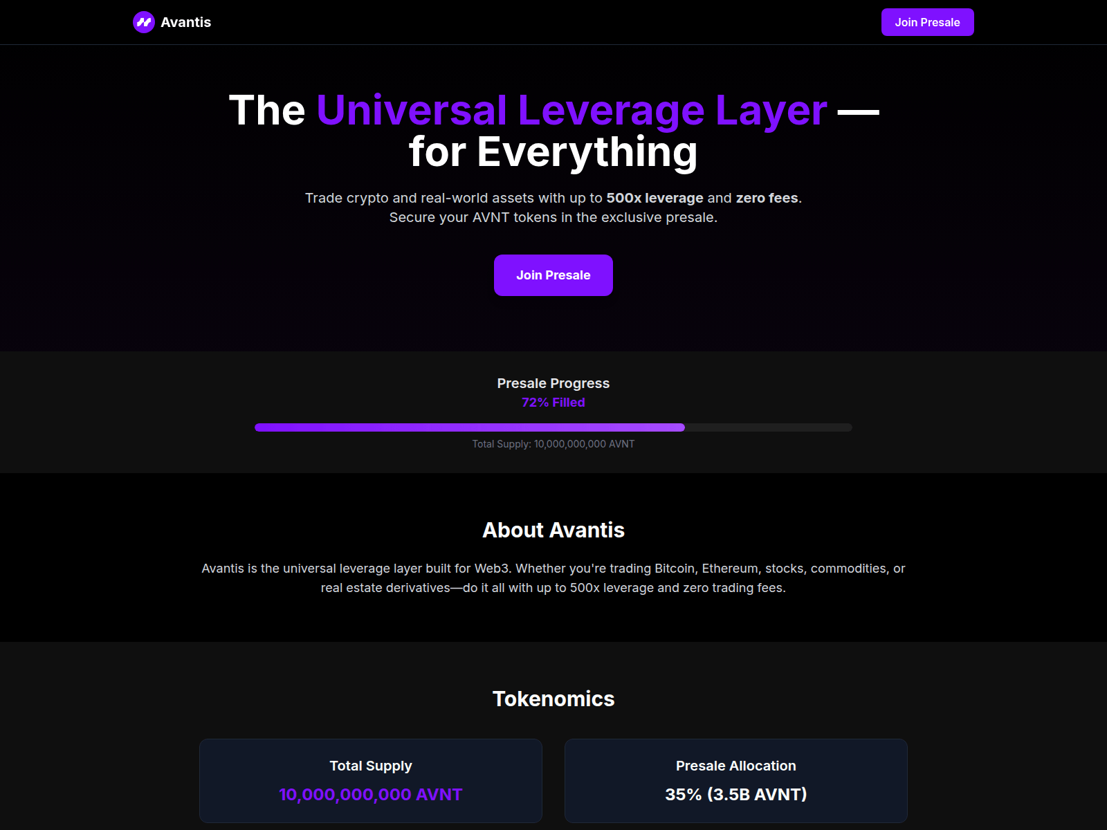 Screenshot of avantispresale.xyz