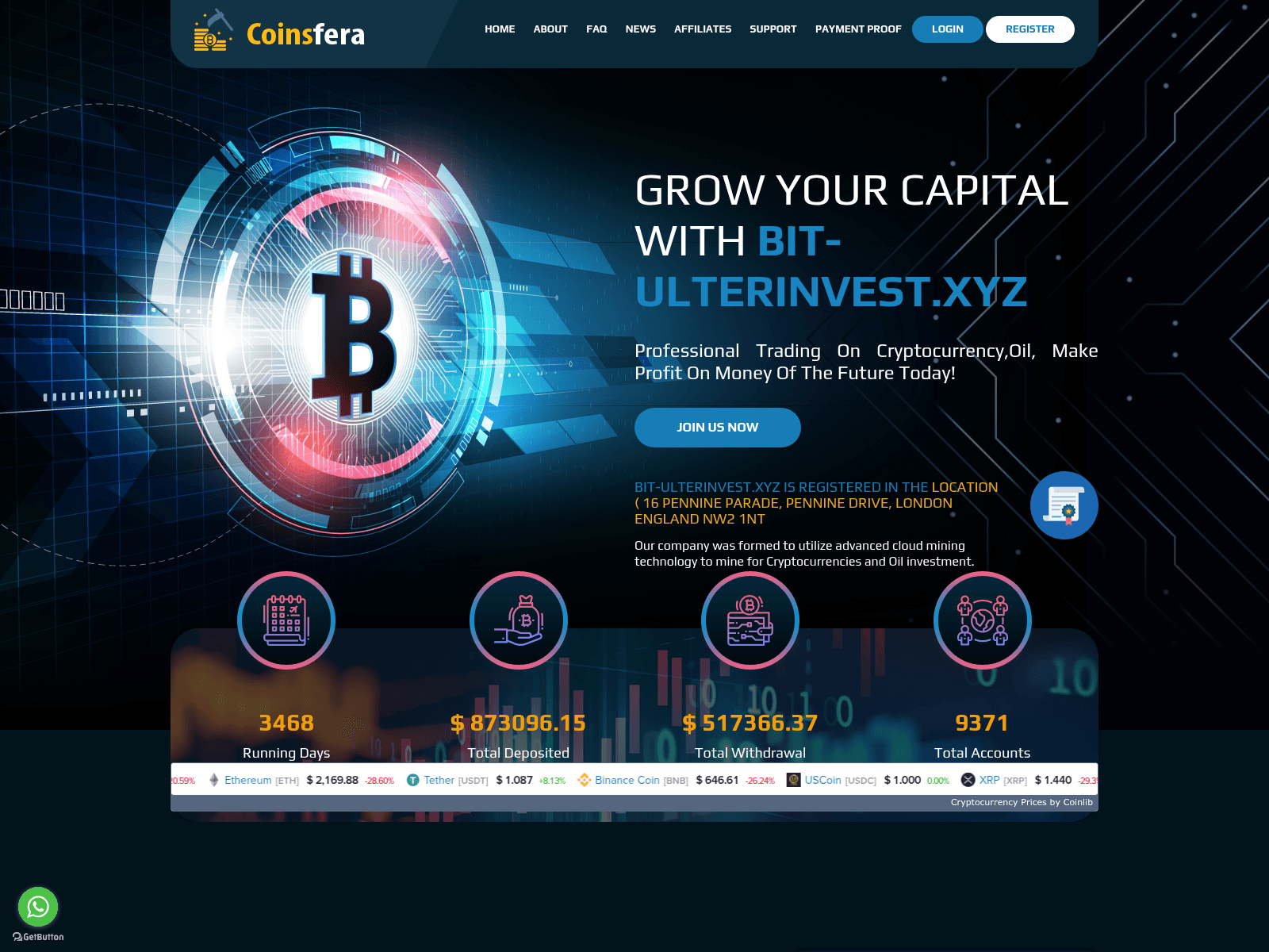 Screenshot of bit-ulterinvest.xyz