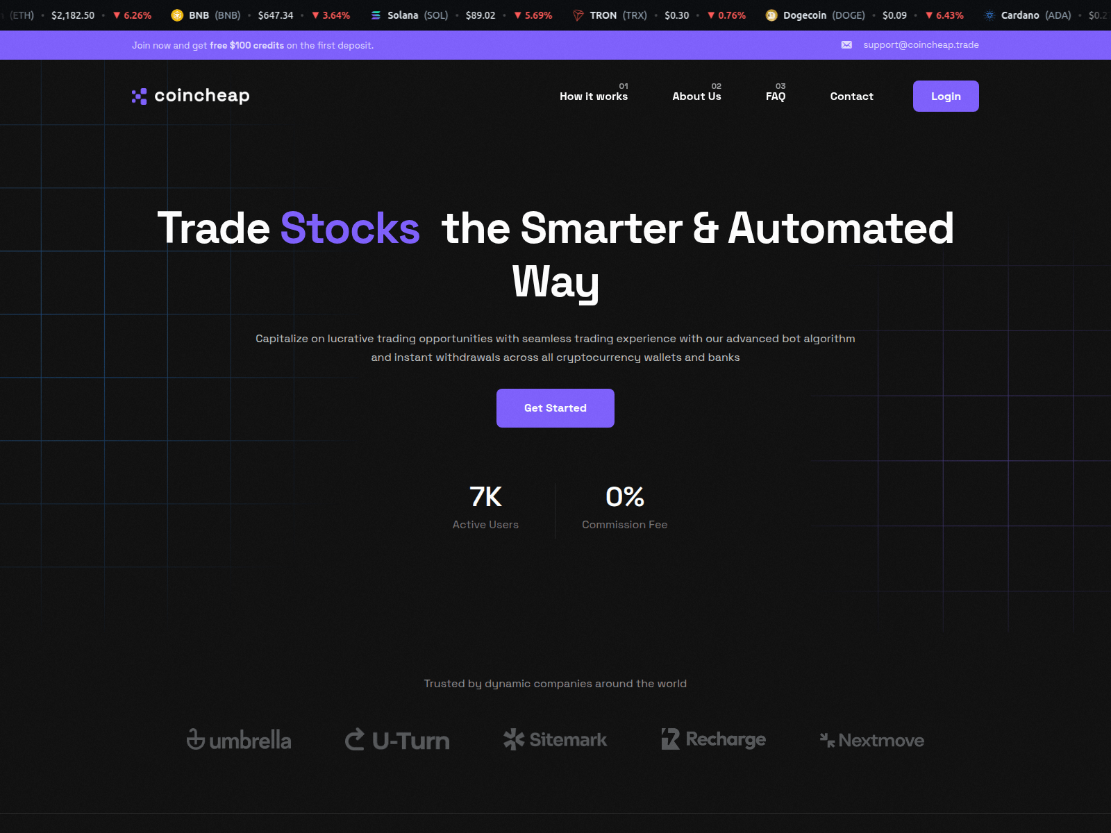 Screenshot of coincheap.trade