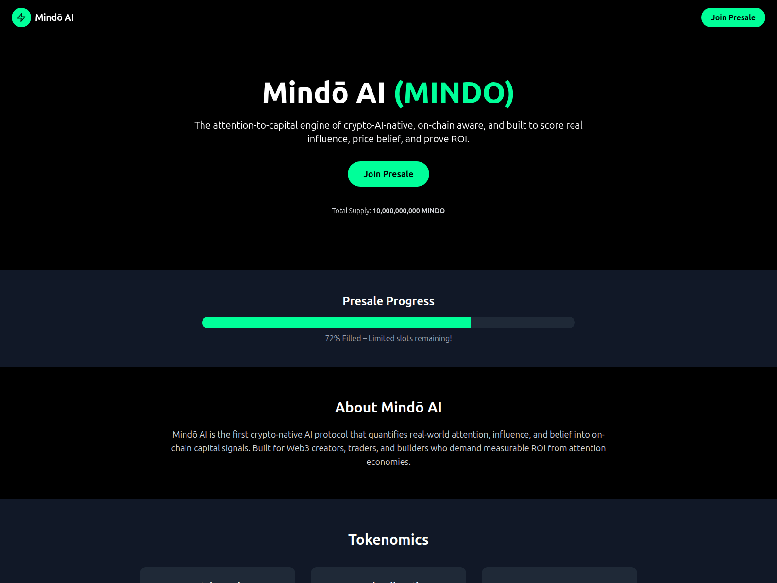 Screenshot of mindoaipresale.xyz