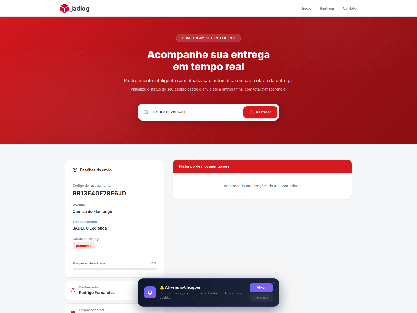 Screenshot of rastreio.jltransportelogistica.com