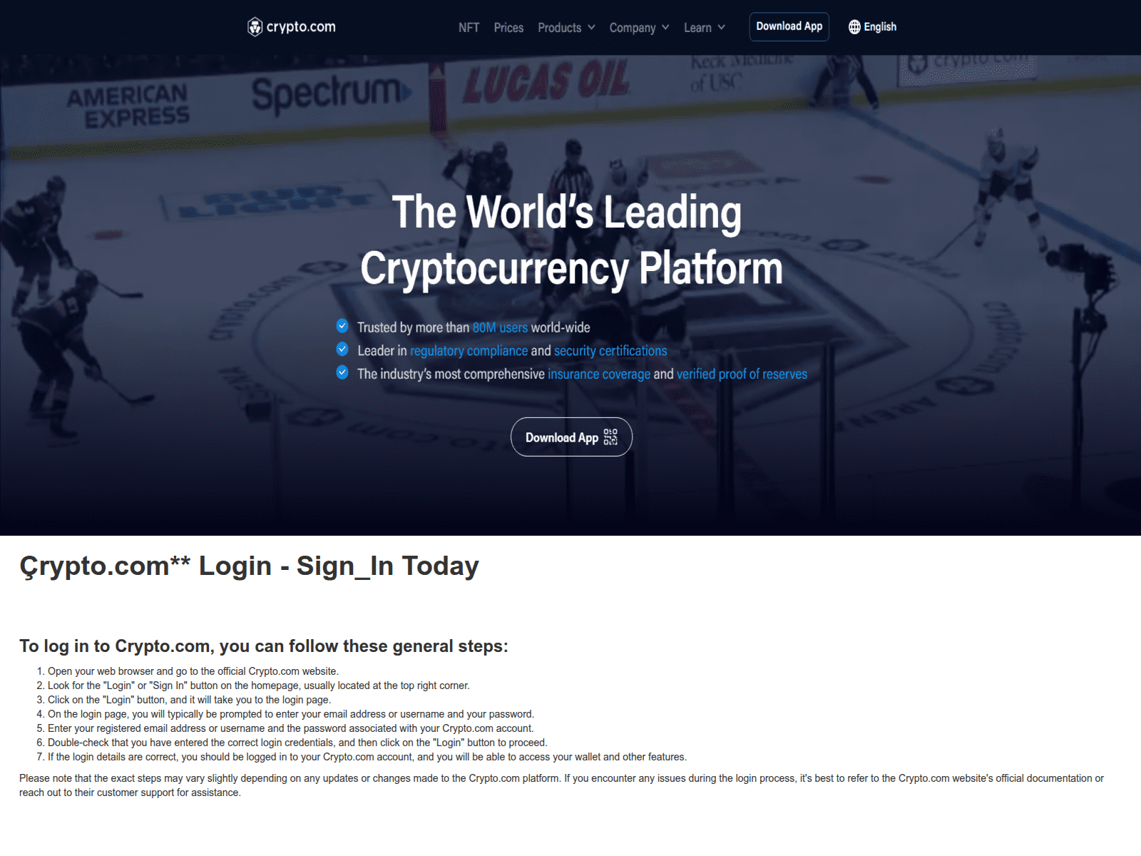 Screenshot of crlpto-login.webflow.io