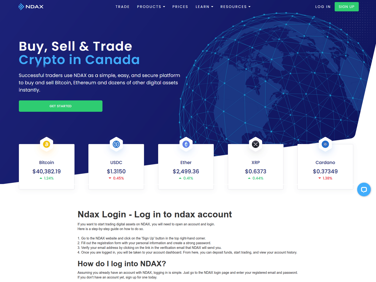 Screenshot of ndax-xlogin.webflow.io