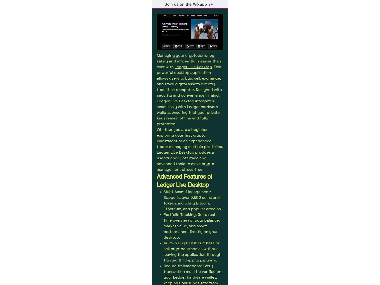 Screenshot of ledgerlivedesktop.wixsite.com