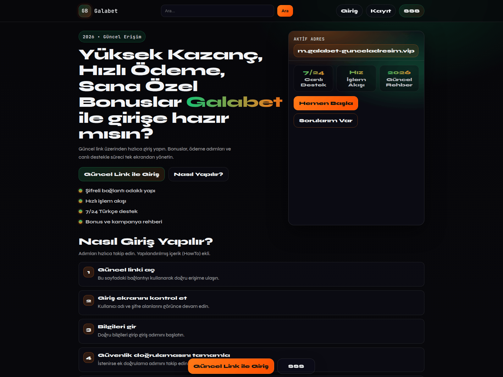 Screenshot of m.galabet-gunceladresim.vip