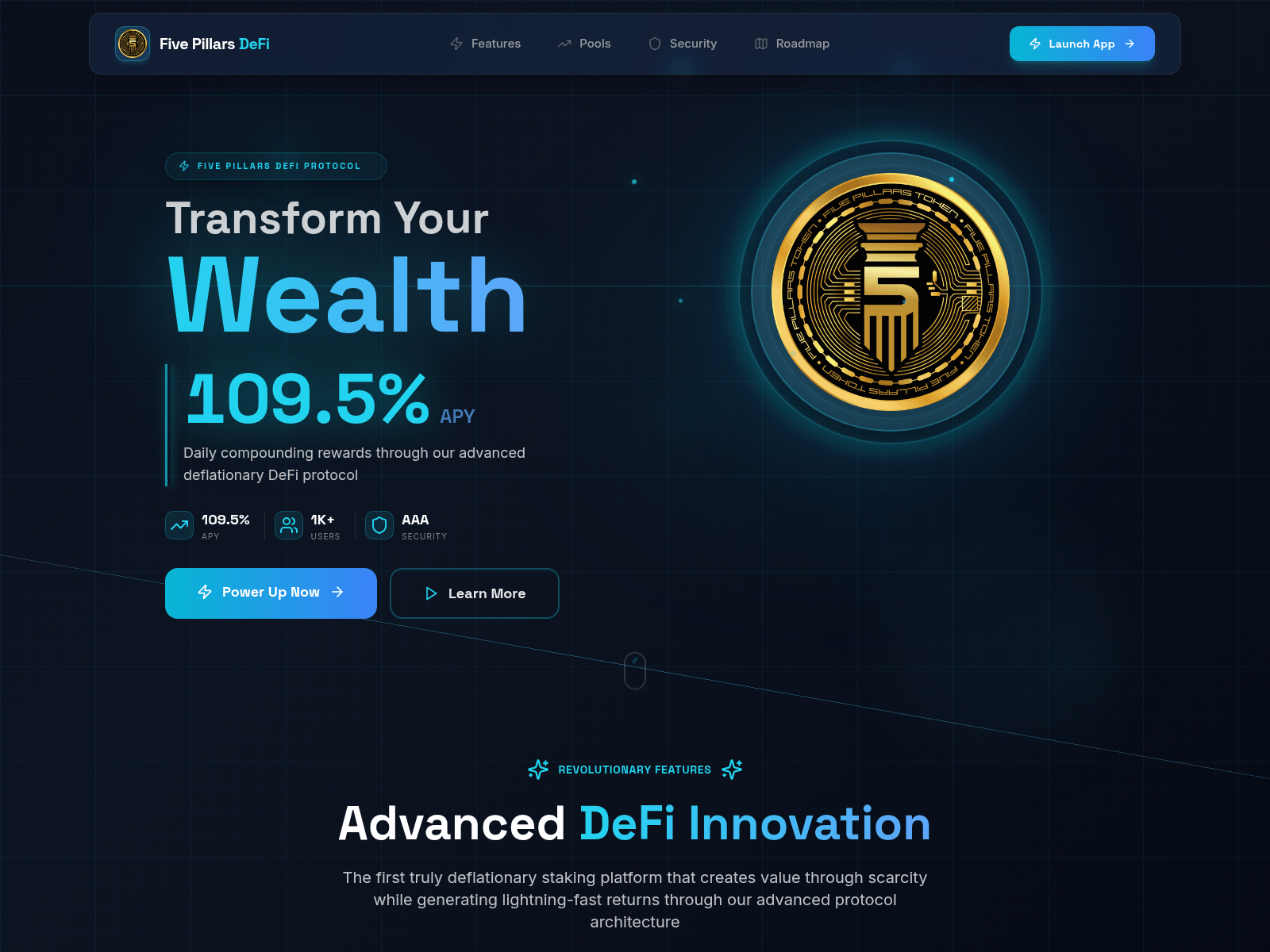 Screenshot of fivepillarstoken.com