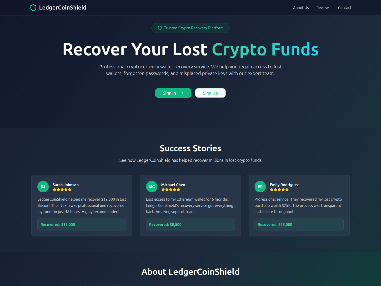 Screenshot of ledgercoinshield.com