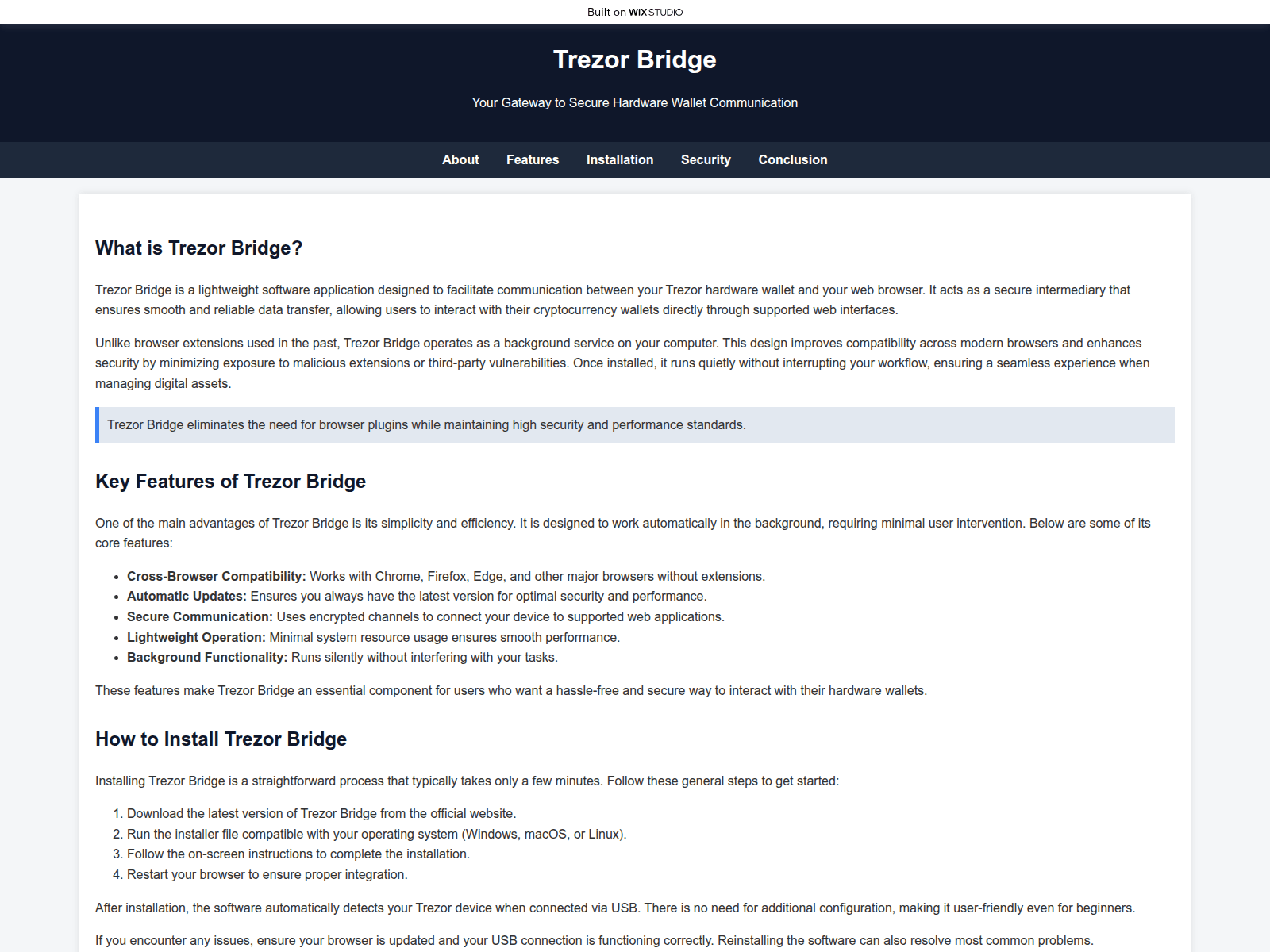 Screenshot of getbridges.wixstudio.com