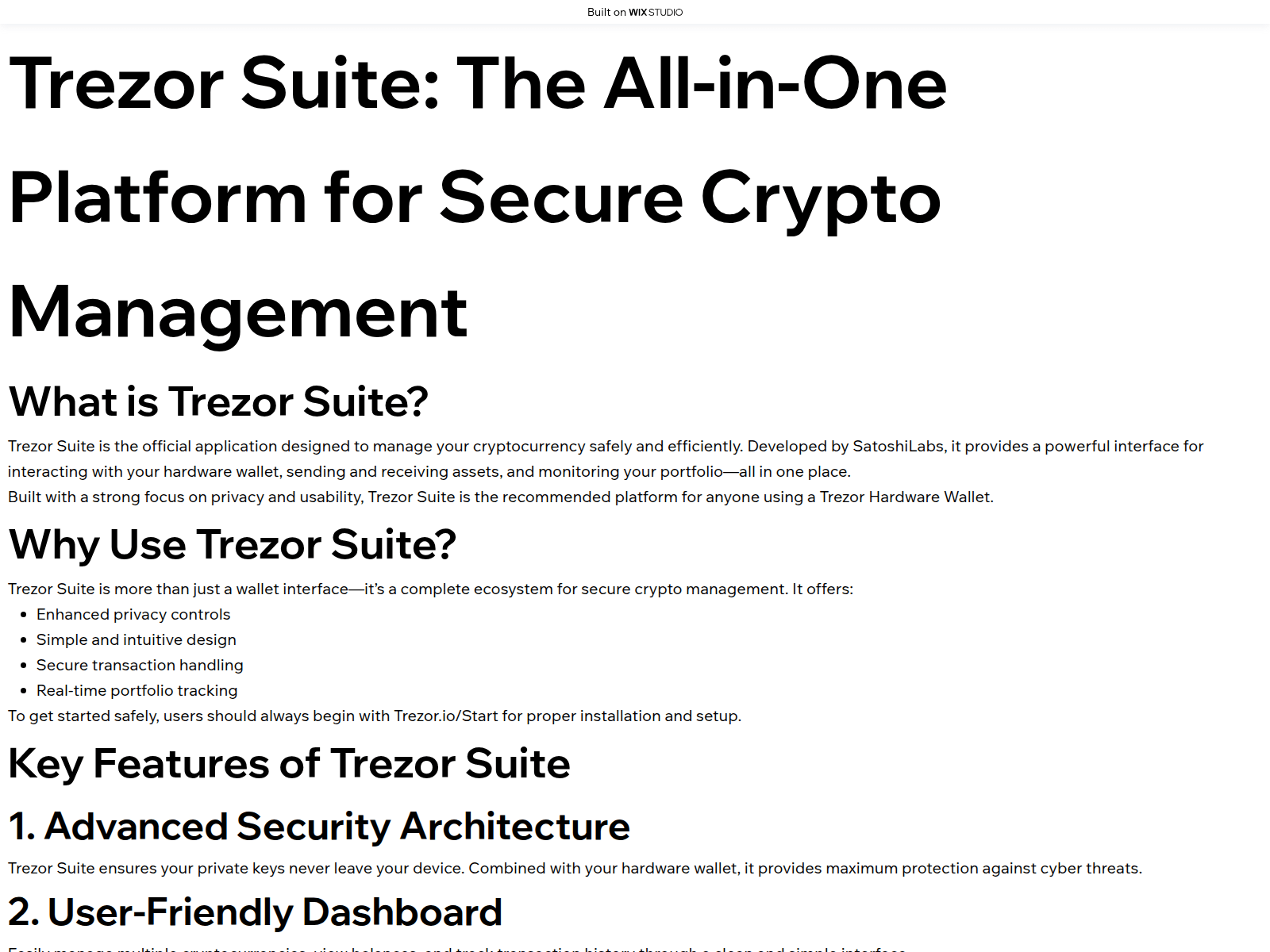 Screenshot of suitetrezorr.wixstudio.com