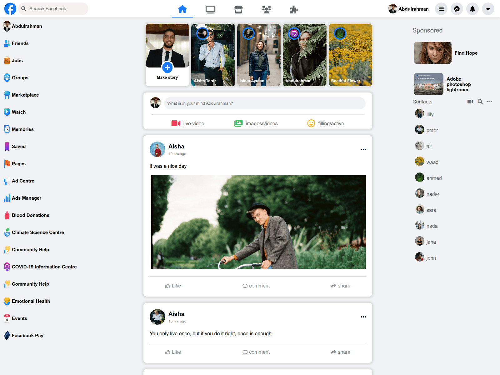Screenshot of facebook-clone-kappa-ten.vercel.app