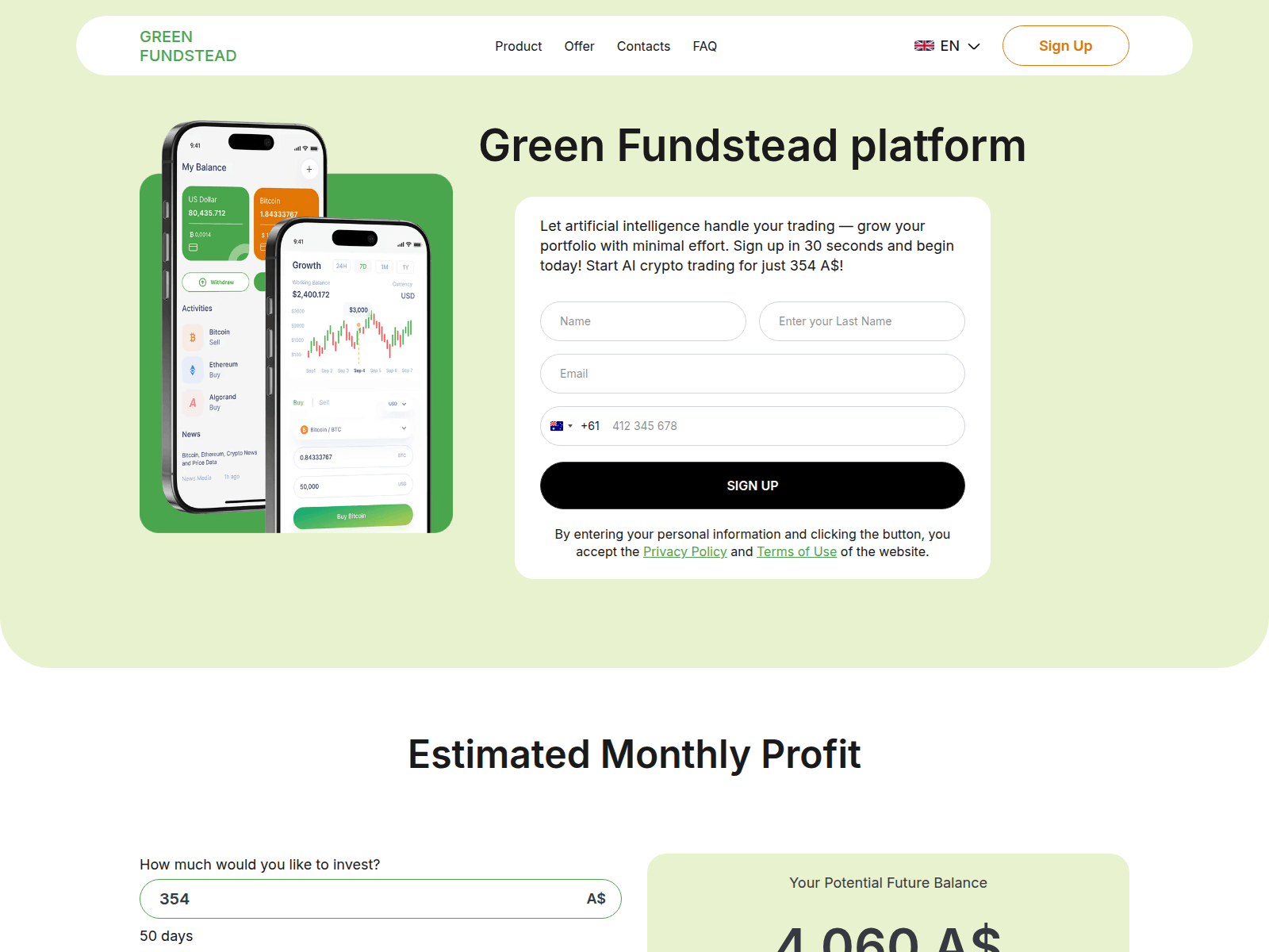 Screenshot of green-fundstead.com