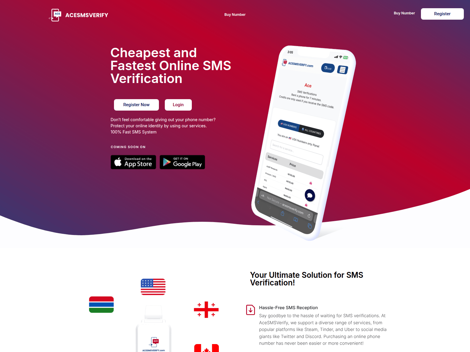 Screenshot of acesmsverify.com
