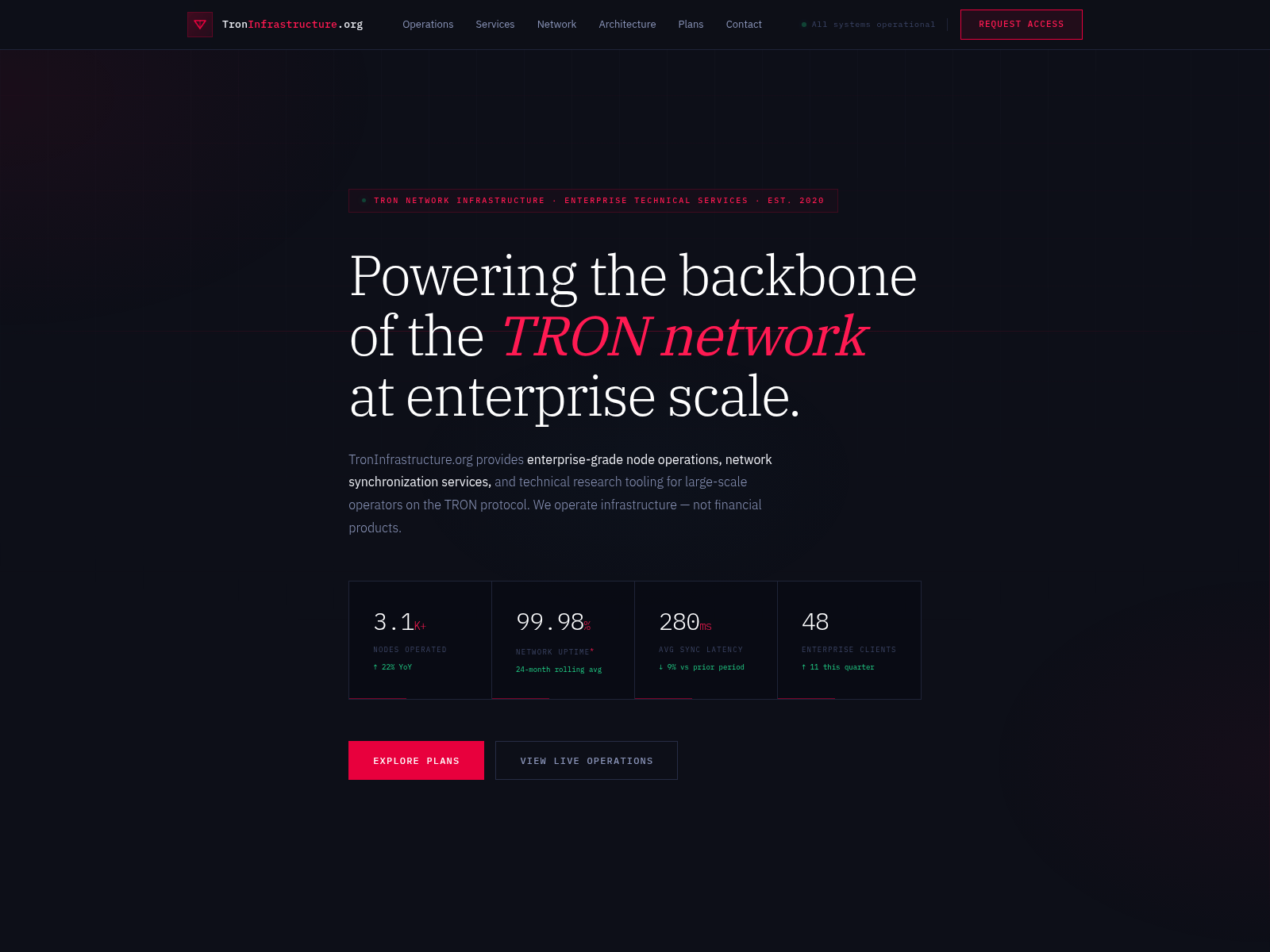 Screenshot of troninfrastructure.org