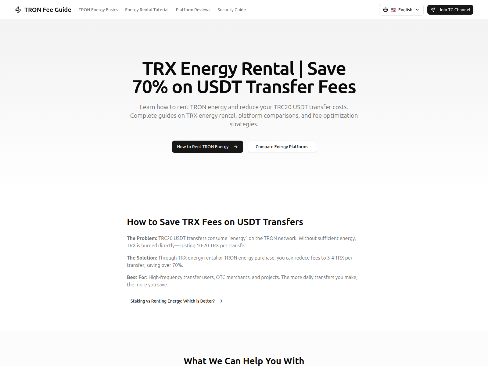 Screenshot of tronfeeguide.com
