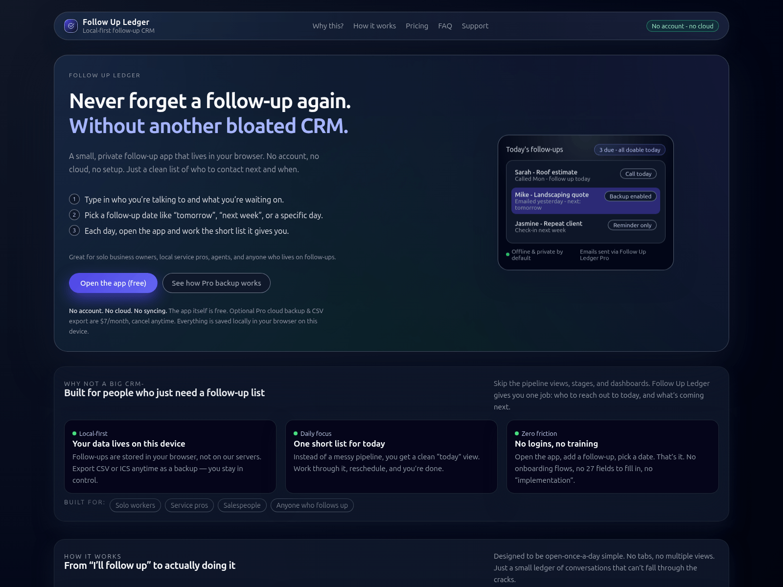 Screenshot of follow-up-ledger-site.pages.dev