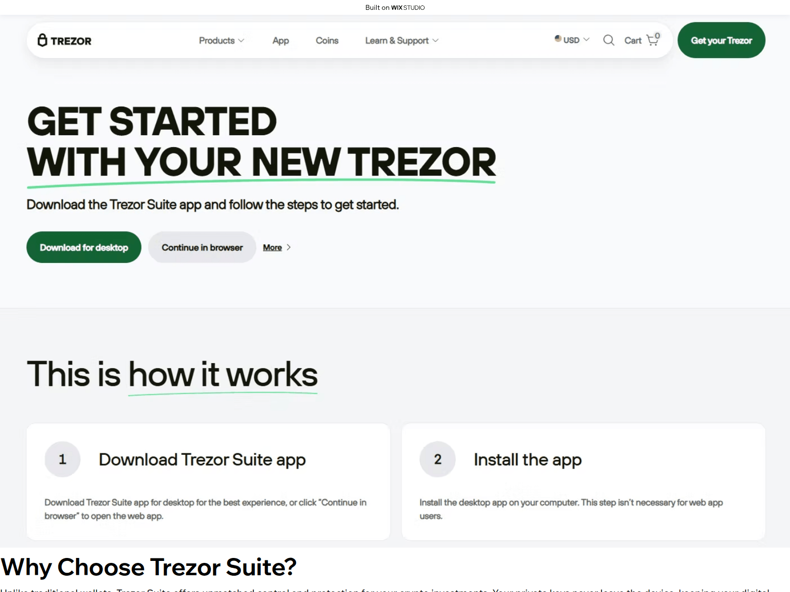 Screenshot of learn-trezusuite.wixstudio.com