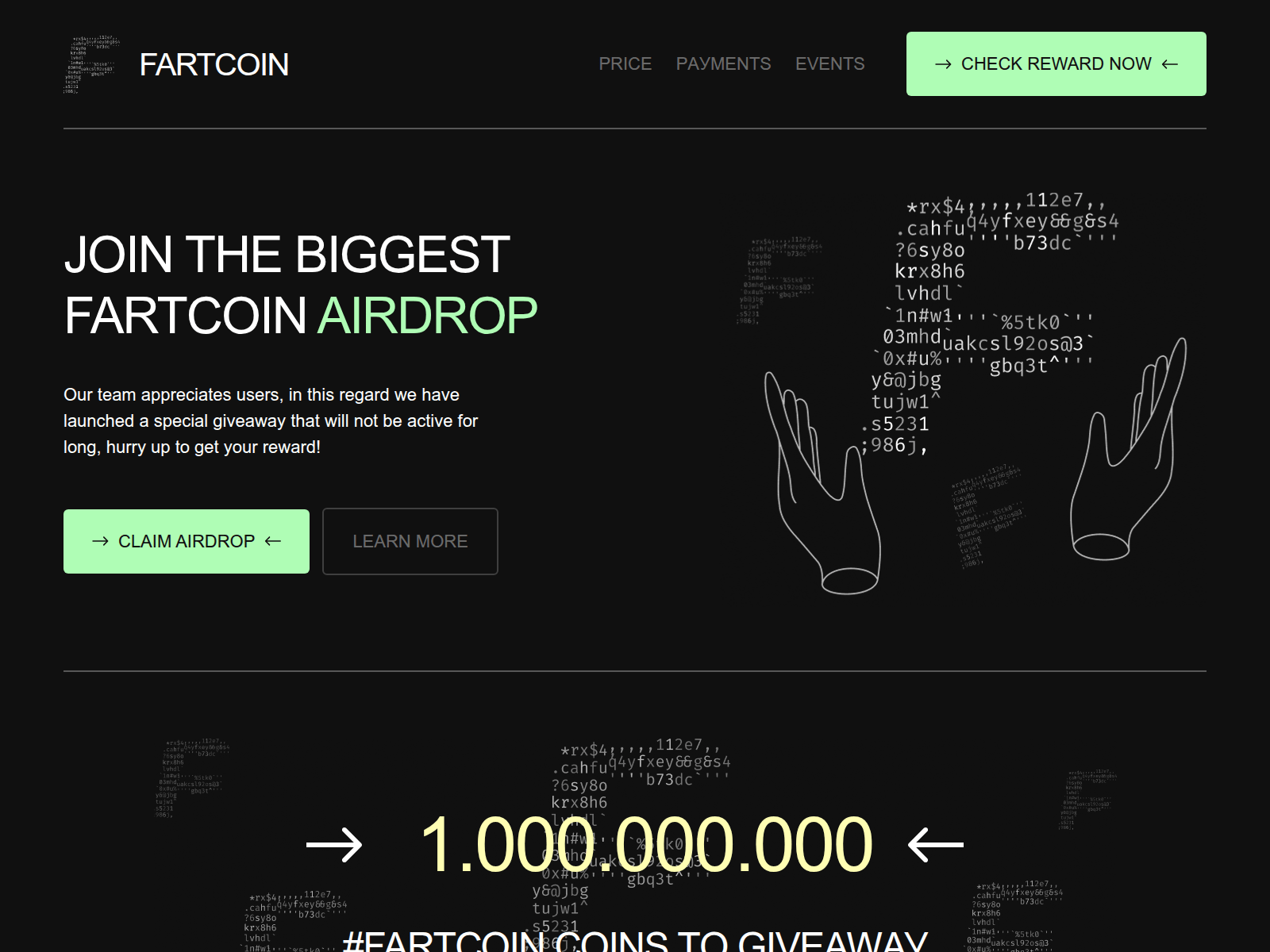 Screenshot of fartcoinevent.com