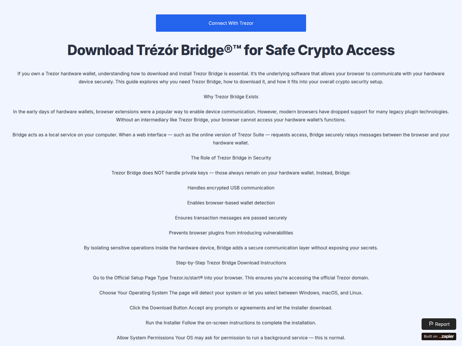 Screenshot of bridge-hub-trez.zapier.app