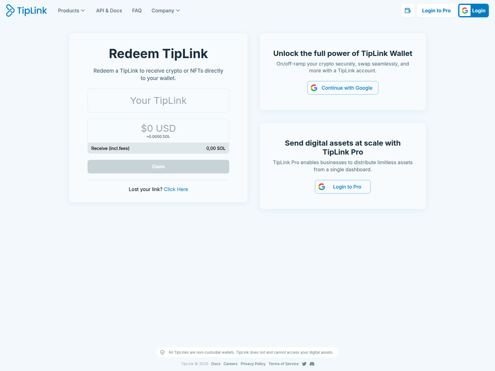 Screenshot of tiplink.one