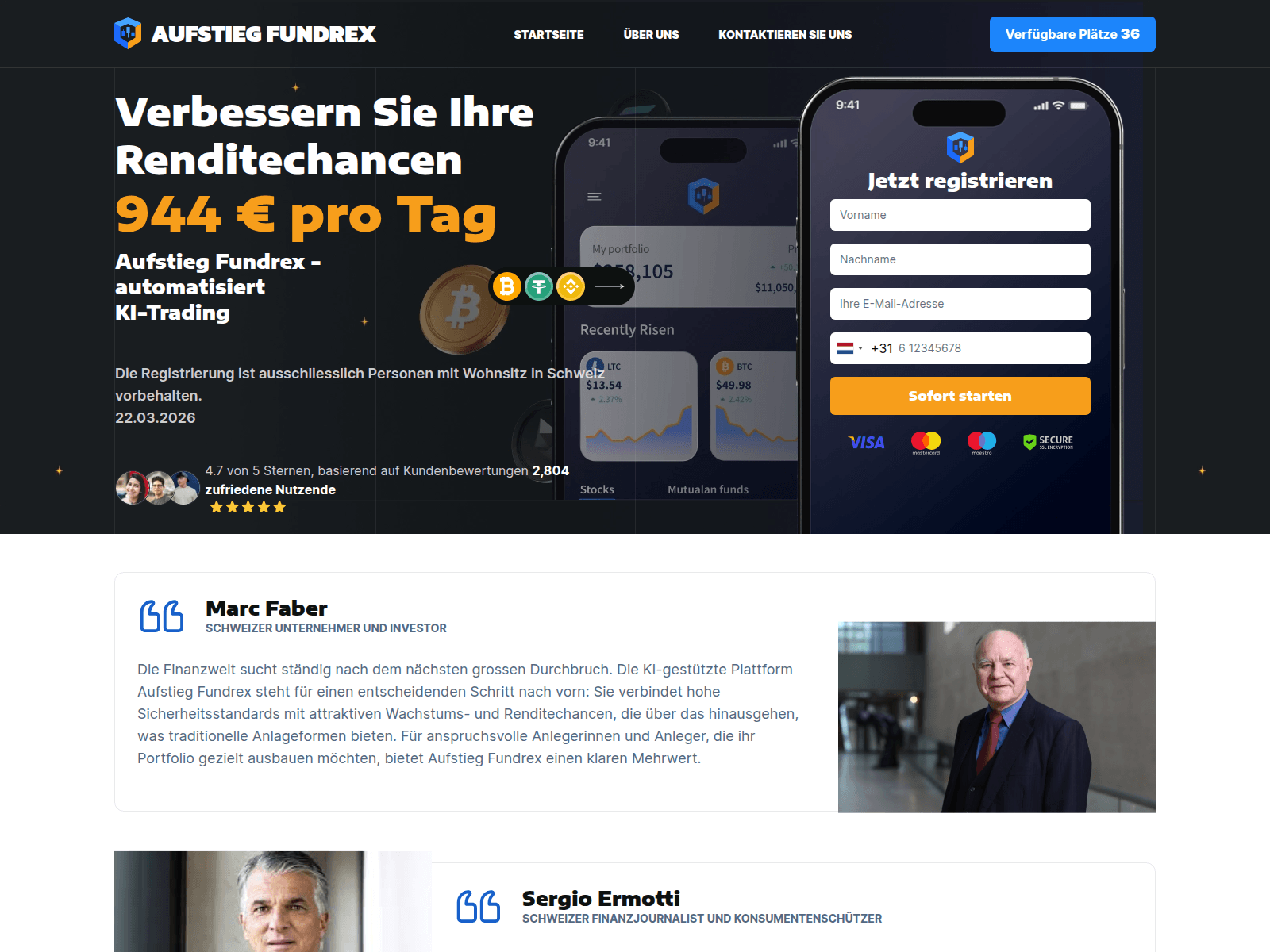 Screenshot of aufstieg-fundrex.com