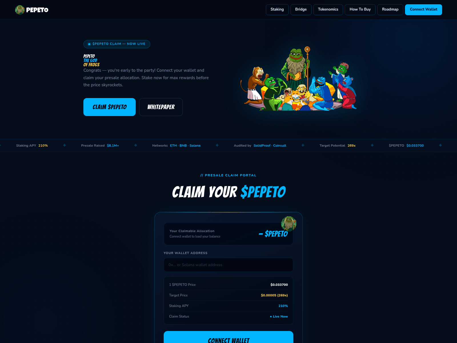 Screenshot of www.pepetotoken.xyz