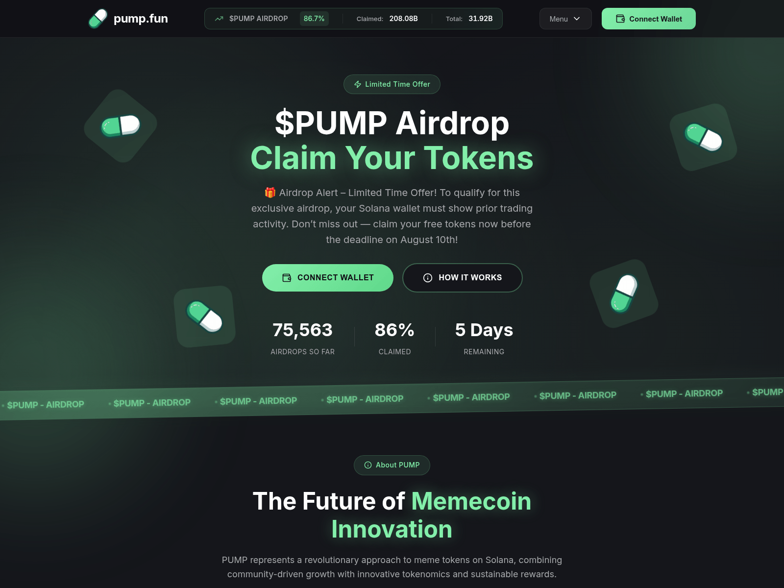 Screenshot of pumpfun-airdrop.pages.dev