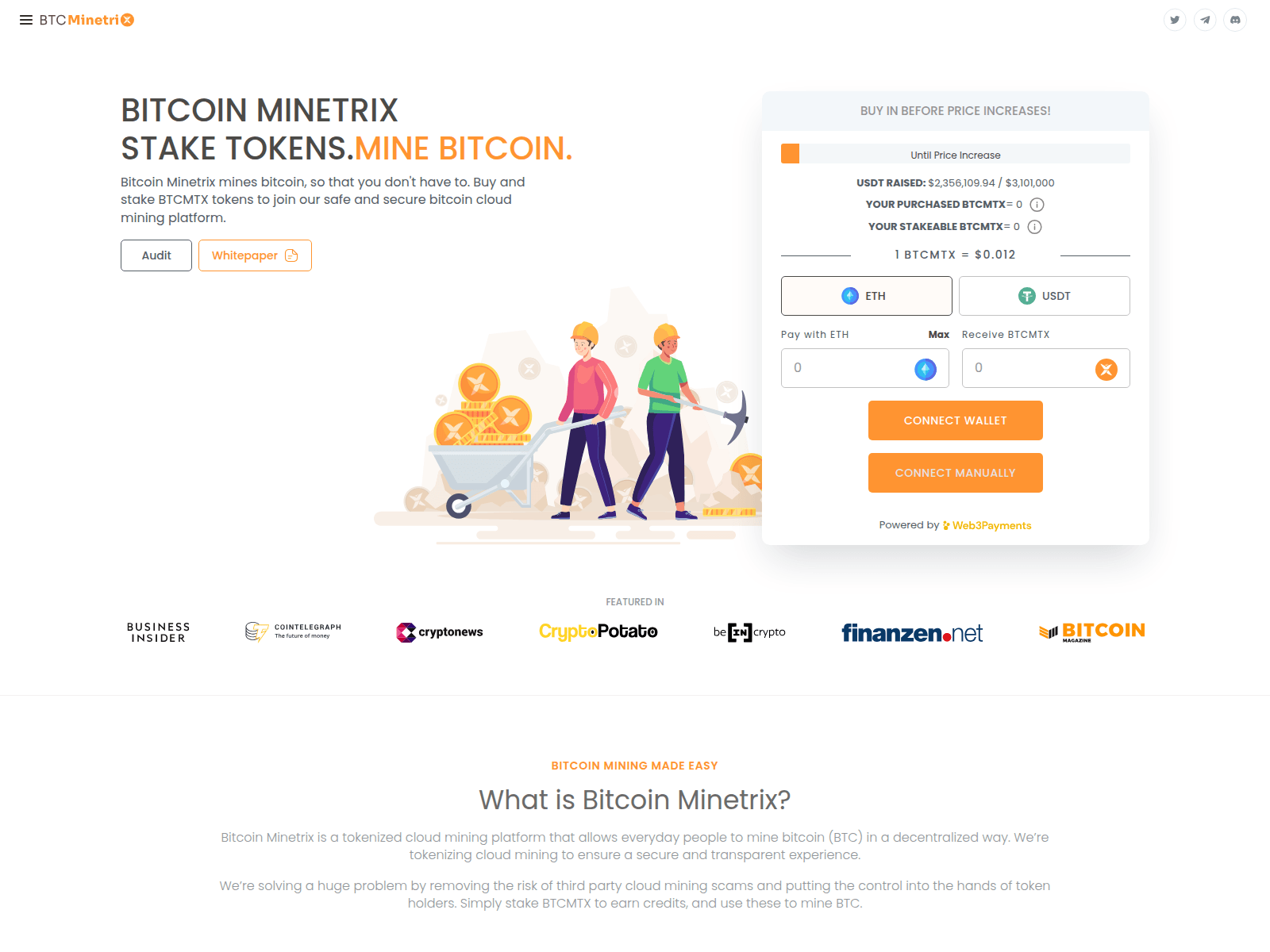 Screenshot of bitcoinmiinetrix.pages.dev