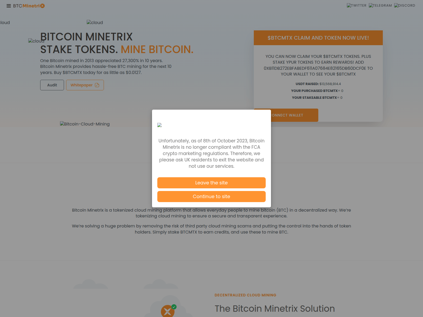 Screenshot of claimtoken-bitcoinminetrix.pages.dev