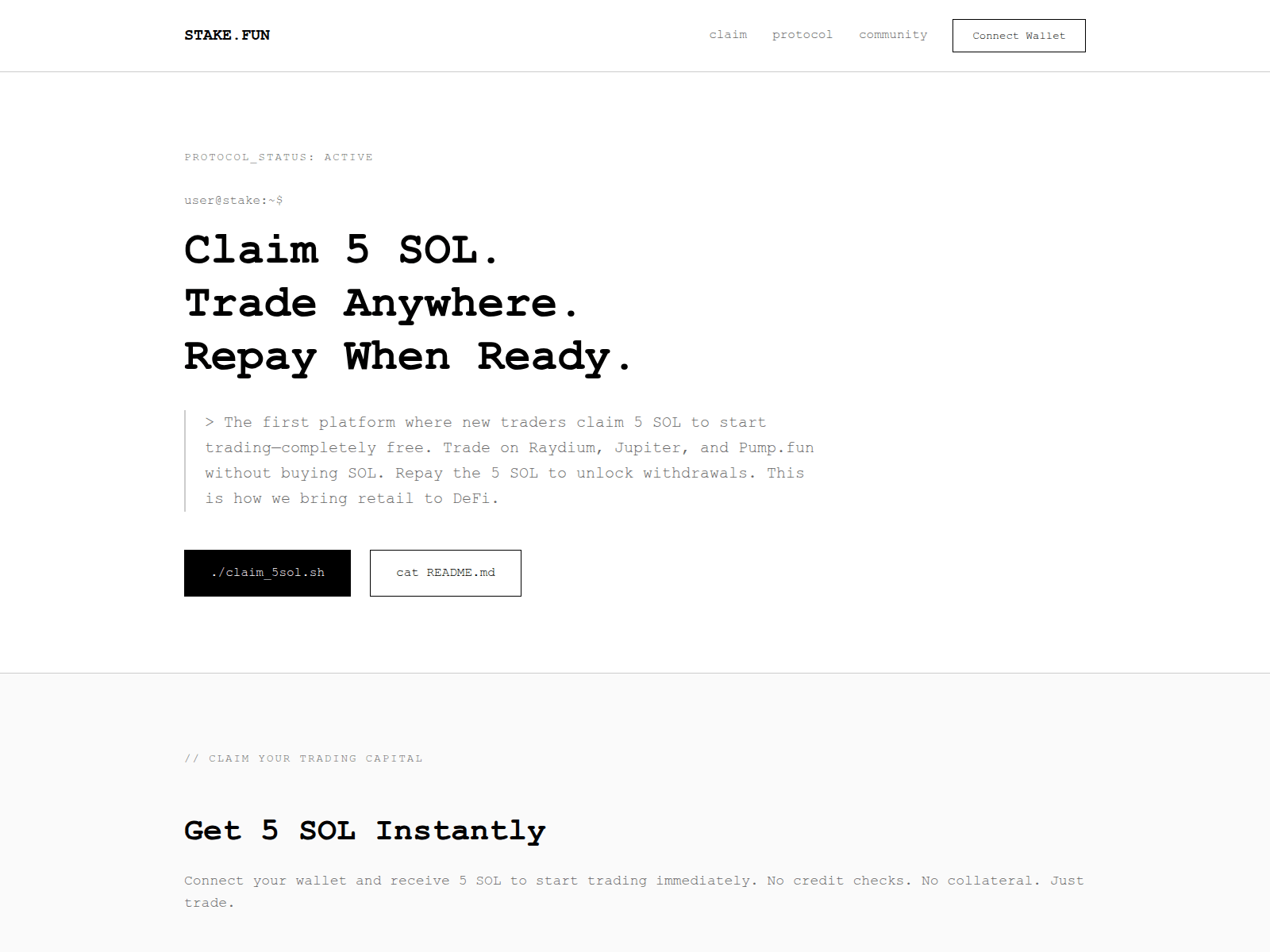 Screenshot of staketrade.fun