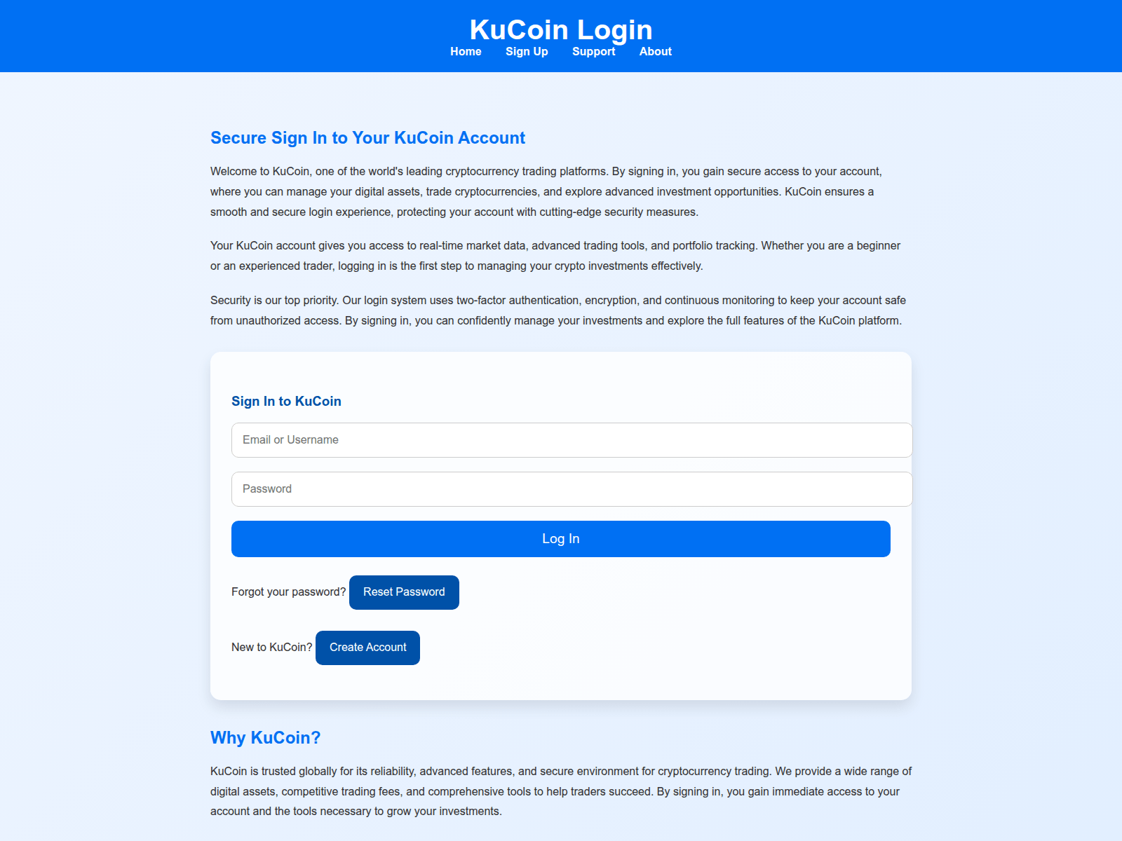 Screenshot of sso-login-kucoin.pages.dev