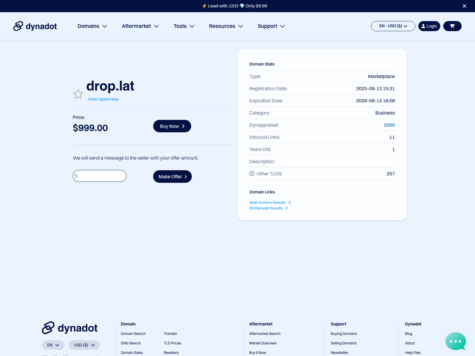Screenshot of drop.lat