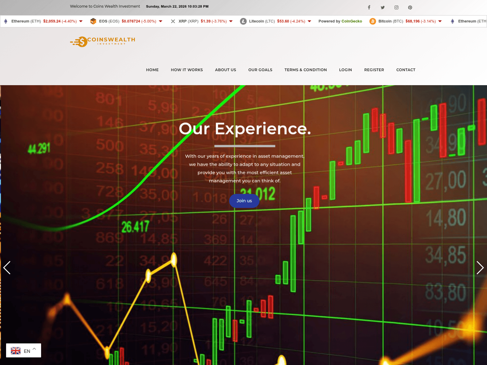Screenshot of coinswealthinvestment.com