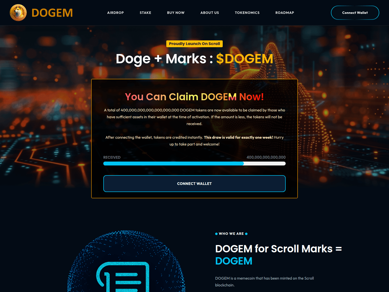 Screenshot of dogemcoin.xyz