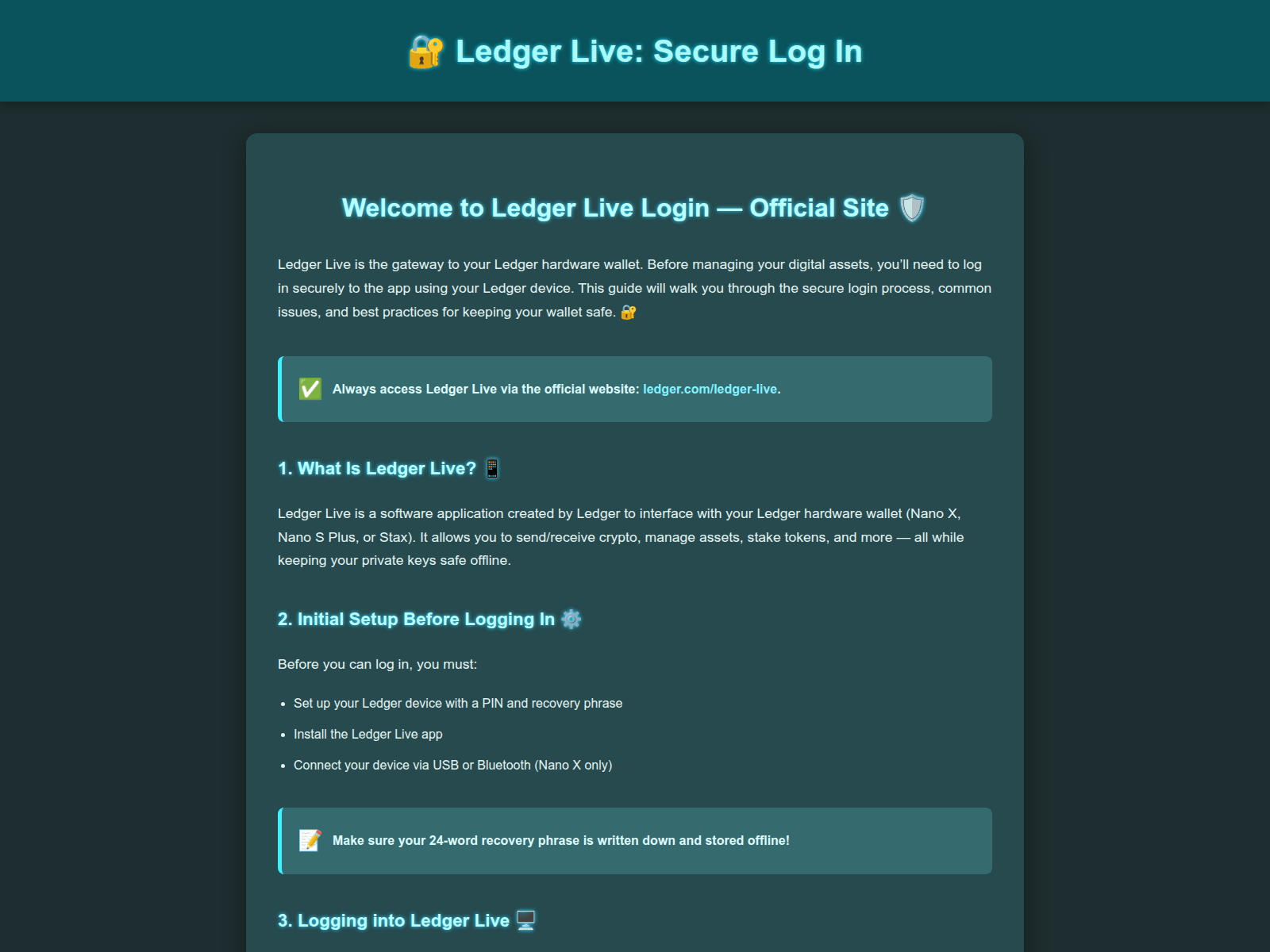 Screenshot of contect-ledger-live.pages.dev