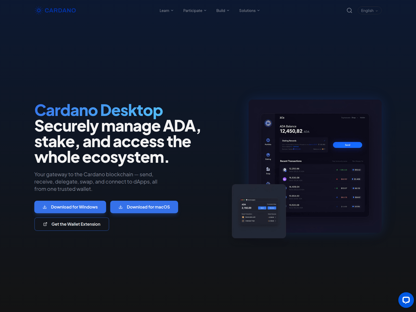 Screenshot of cardanofoundationdesktop.app