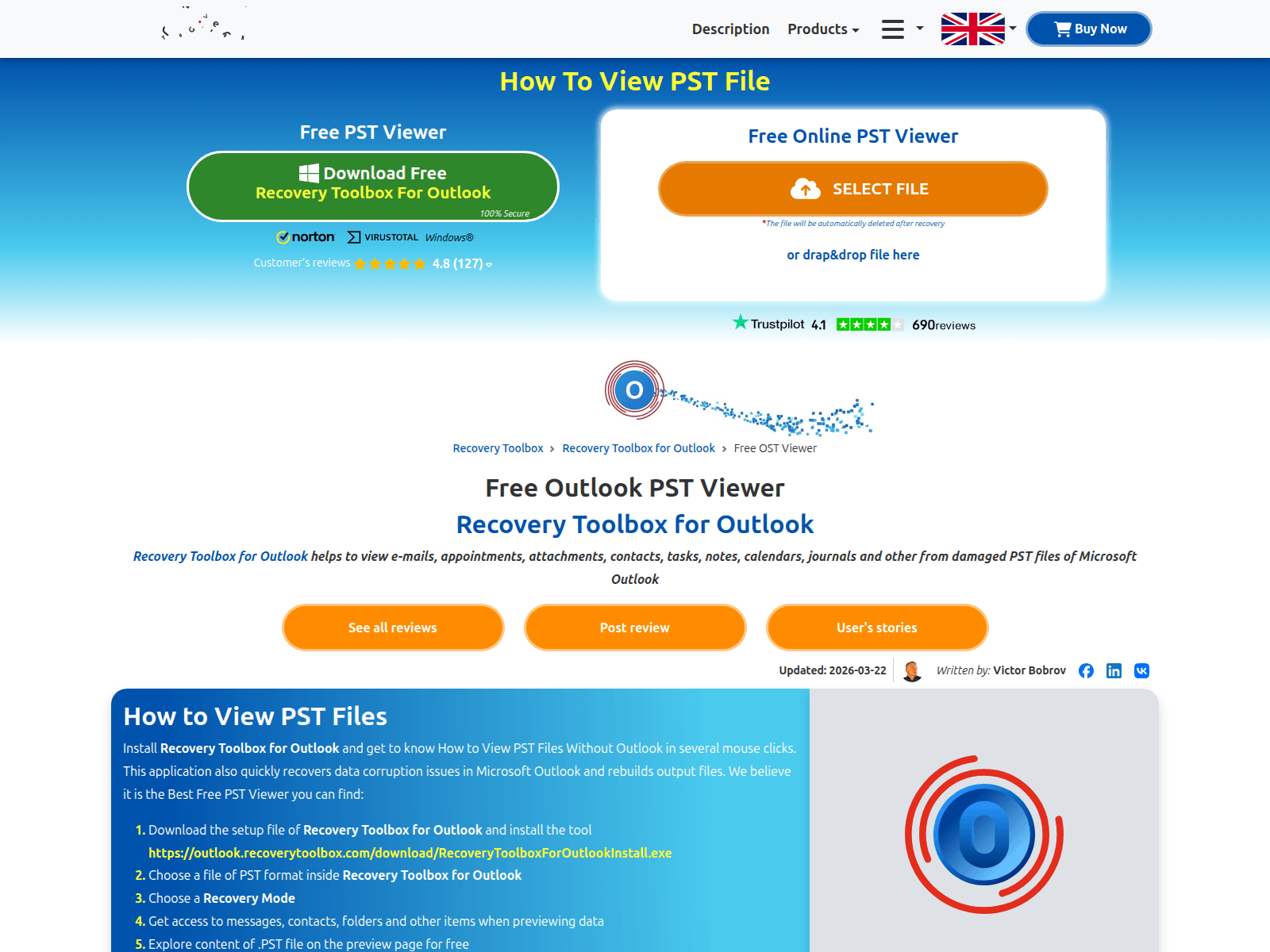 Screenshot of pstviewer.oemailrecovery.com
