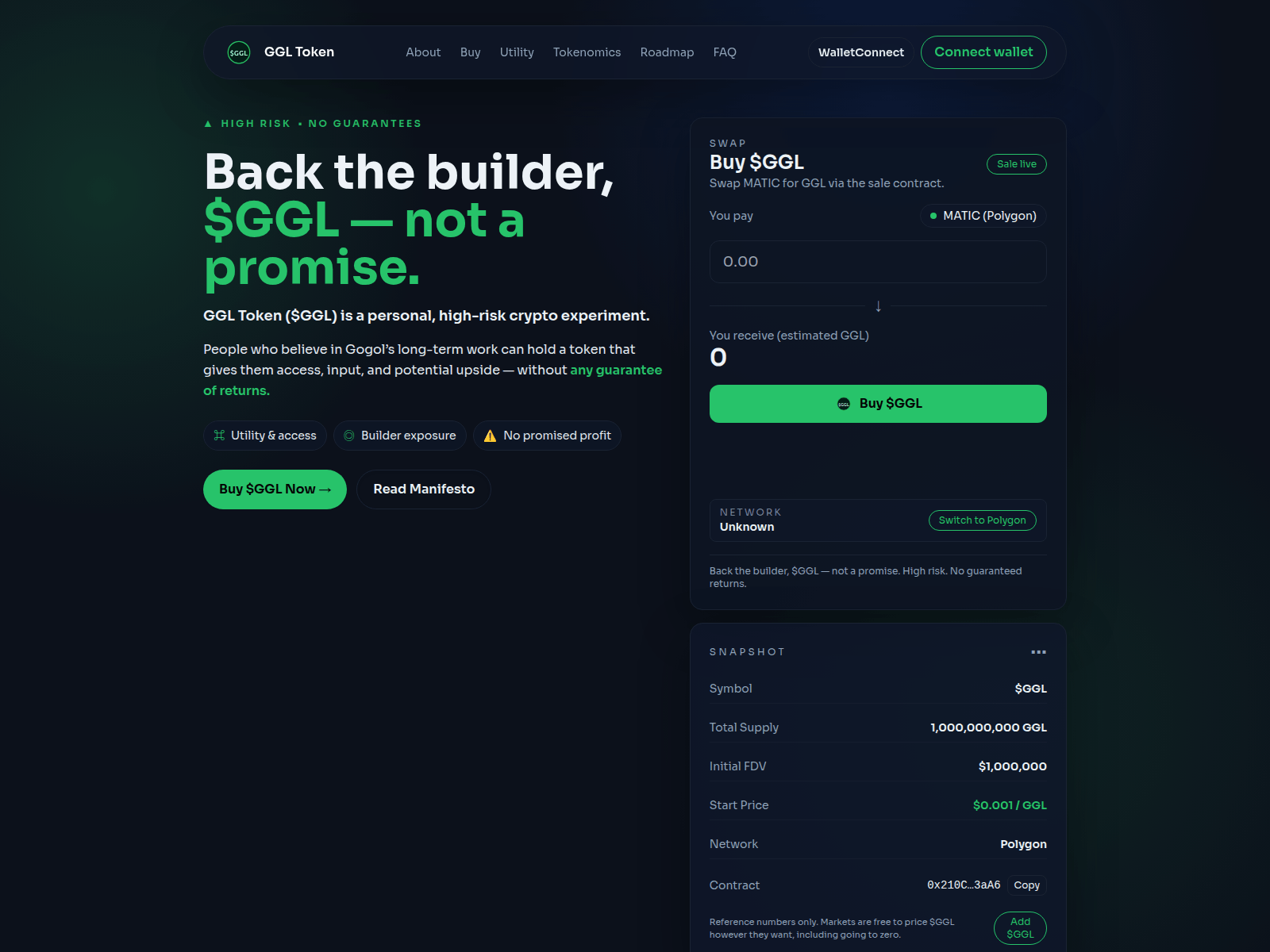 Screenshot of gogoltoken.com