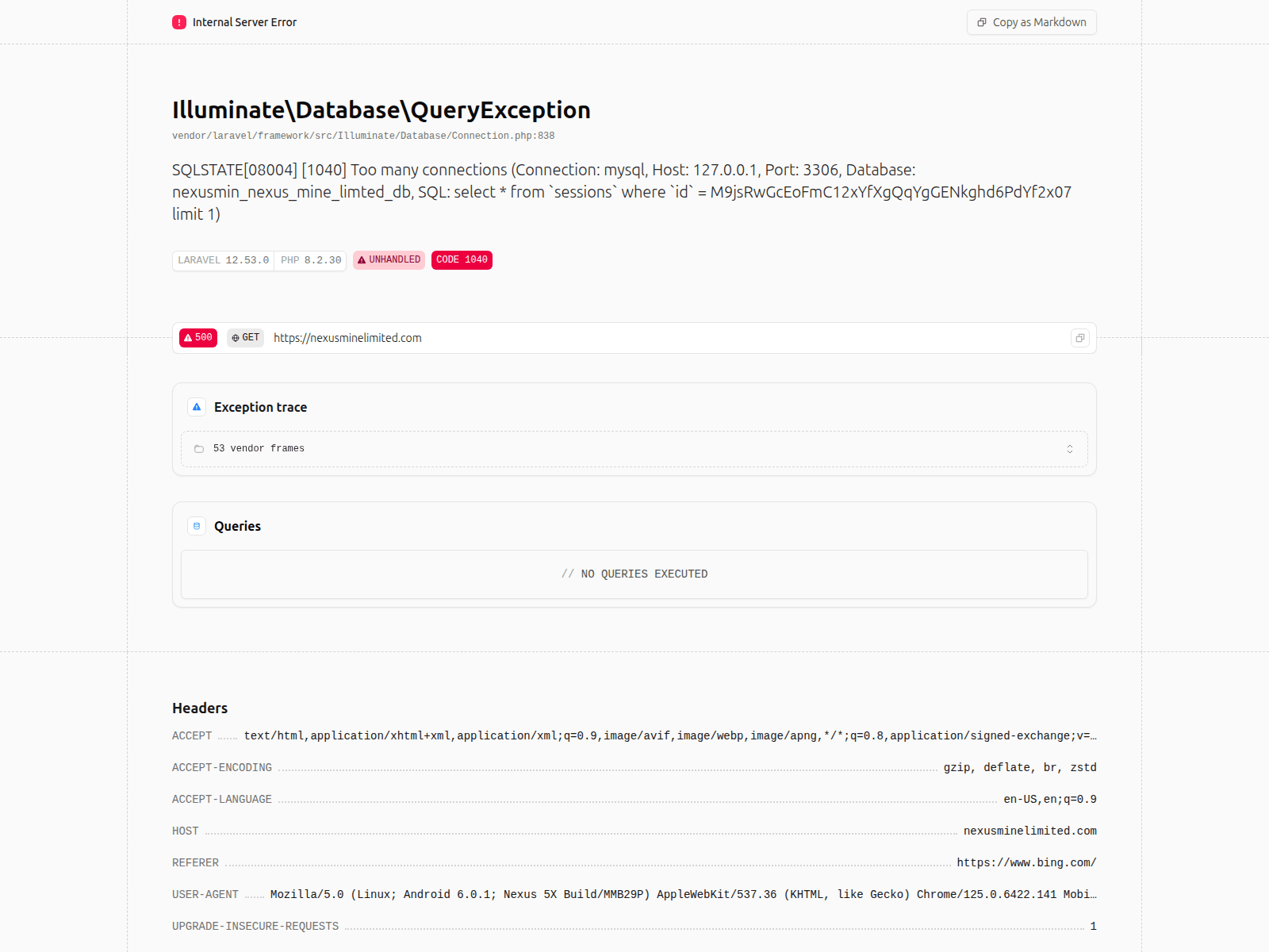 Screenshot of nexusminelimited.com