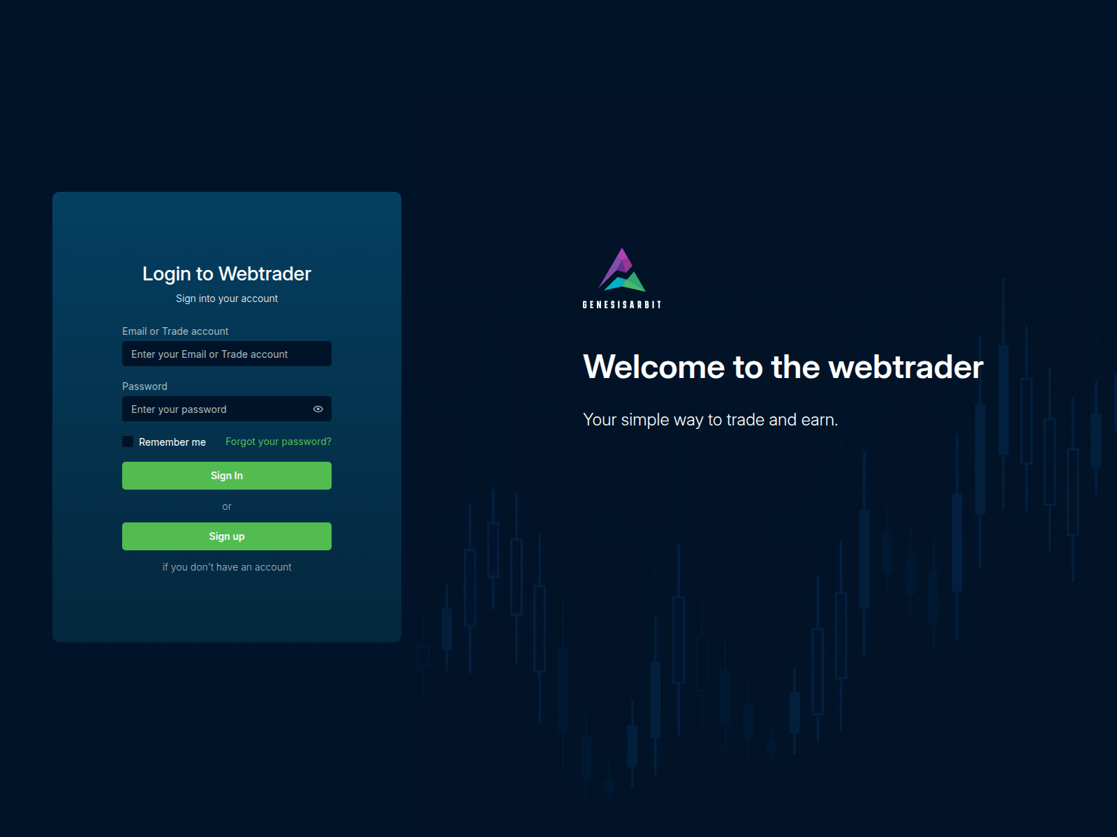 Screenshot of webtrader.genesisarbit.top