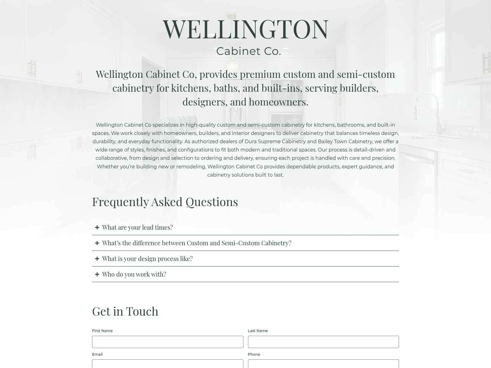 Знімок екрана wellingtoncabinetco.com