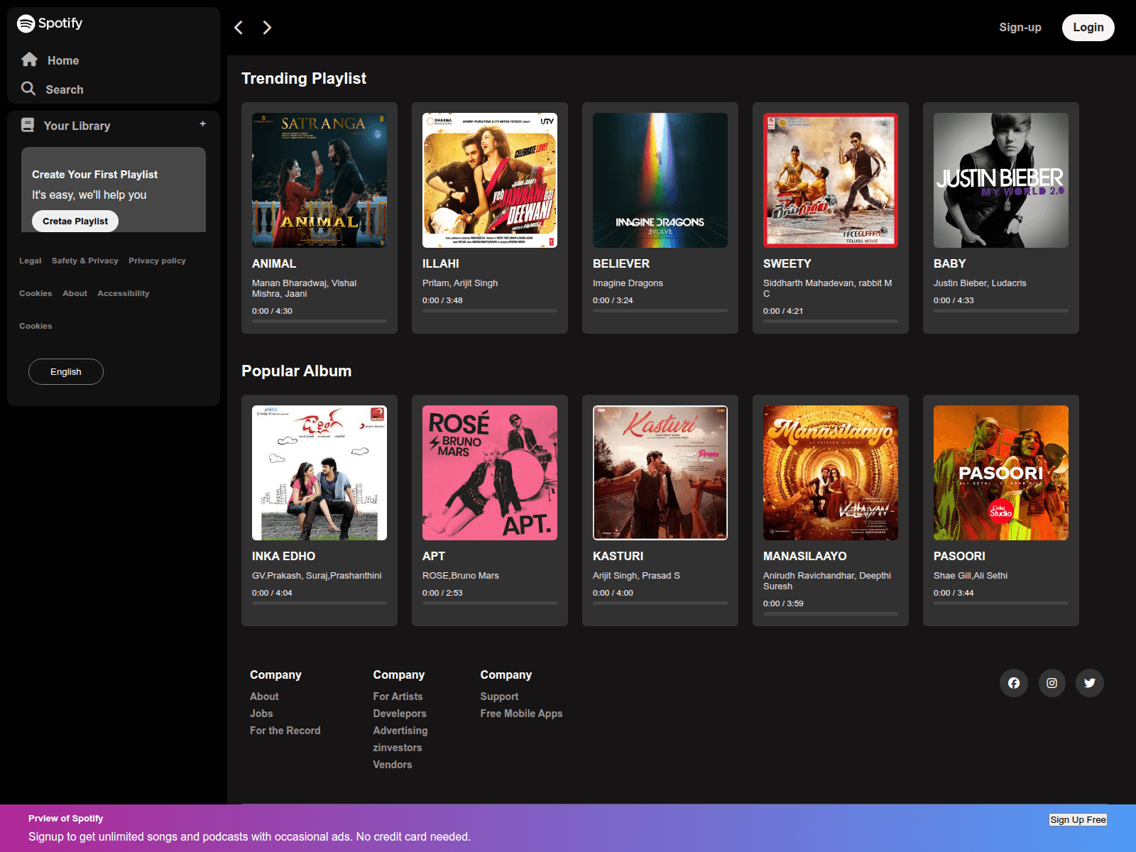 Screenshot of spotify-clone-sandy-delta.vercel.app
