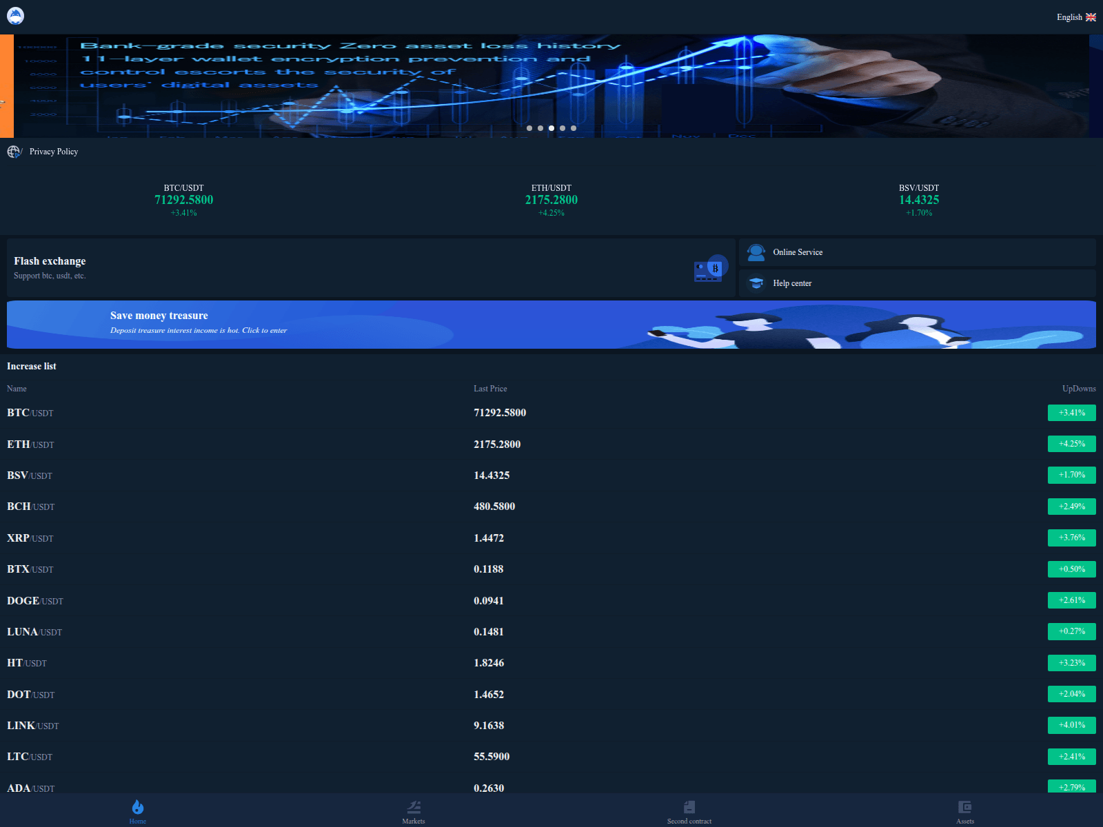 Screenshot of bitcoinsvexchange.com