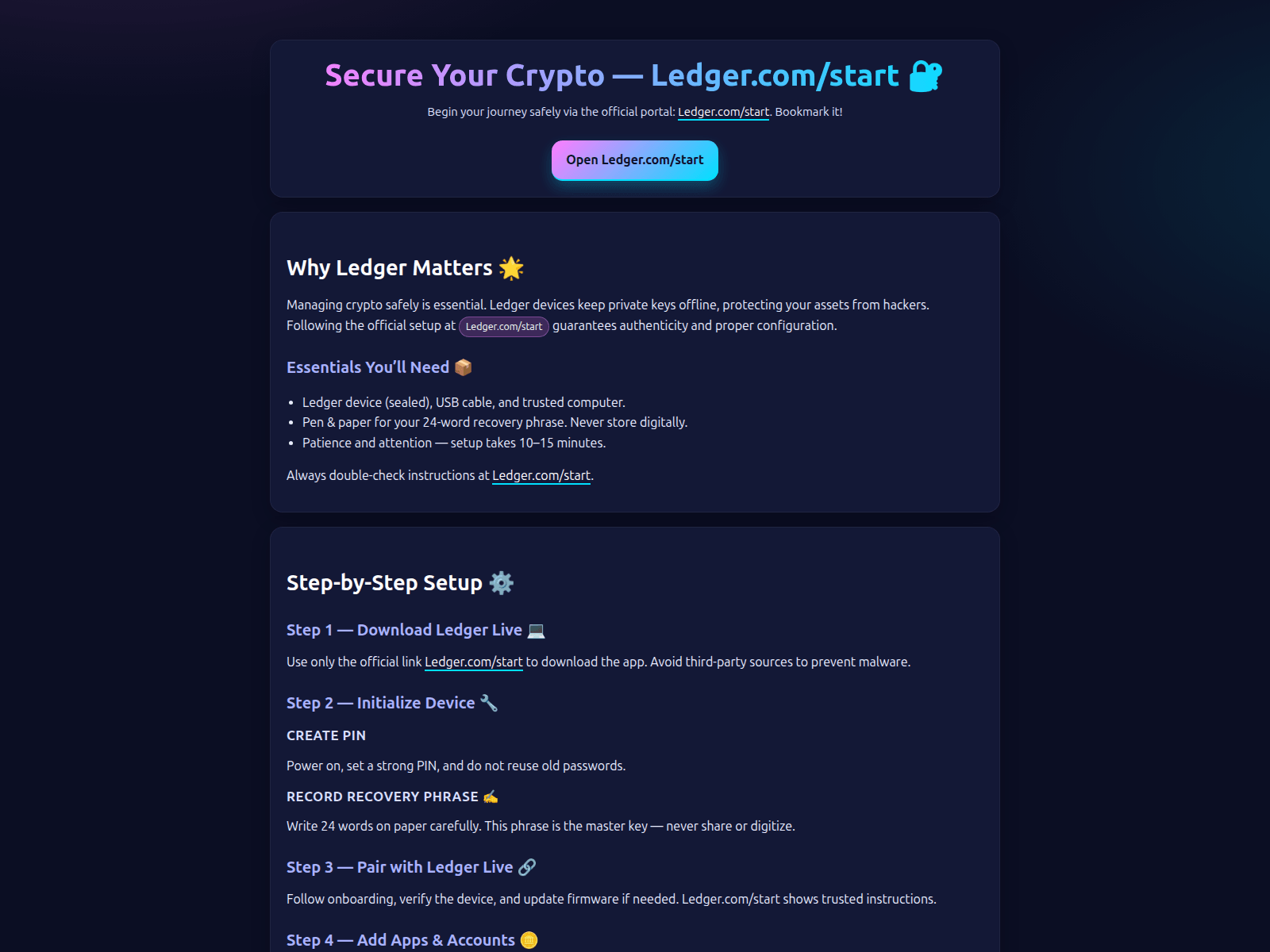 Screenshot of io-start-ledgger.pages.dev