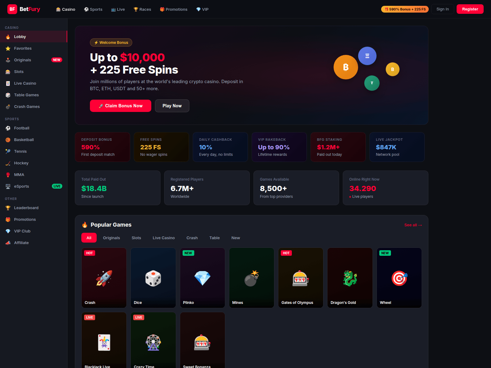 Screenshot of betfurydice.com