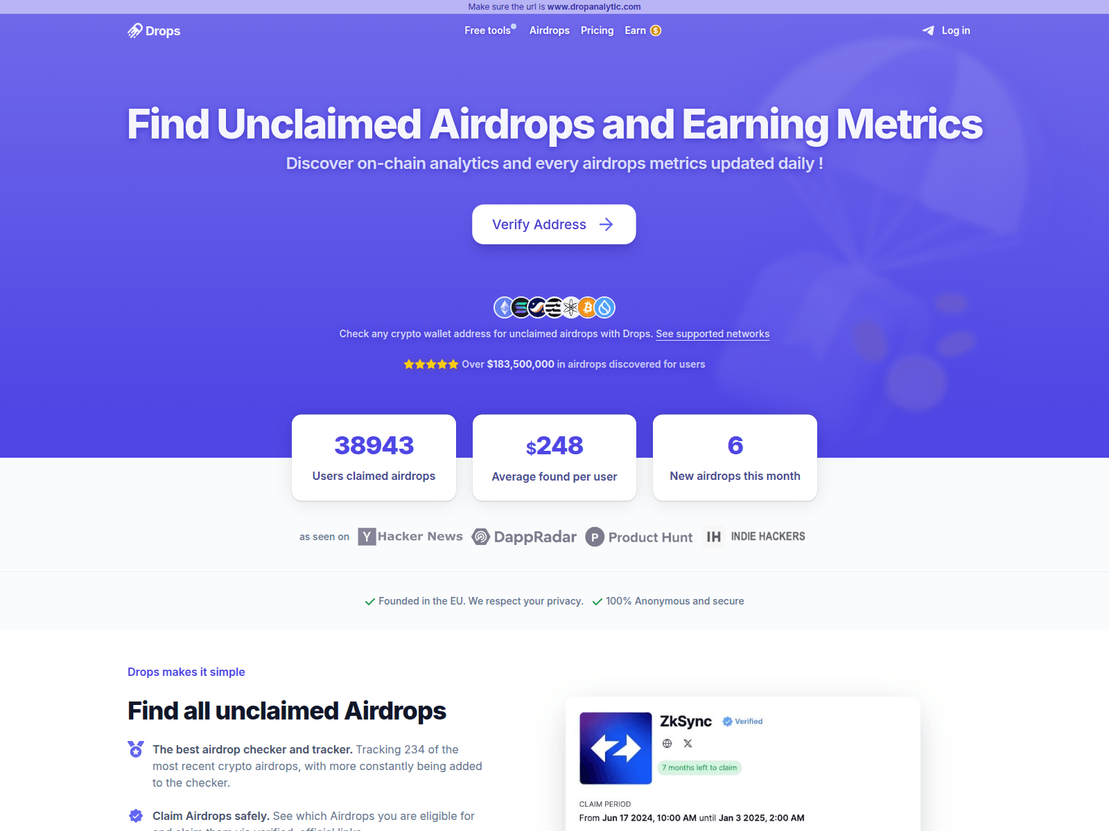 Screenshot of dropanalytic.com