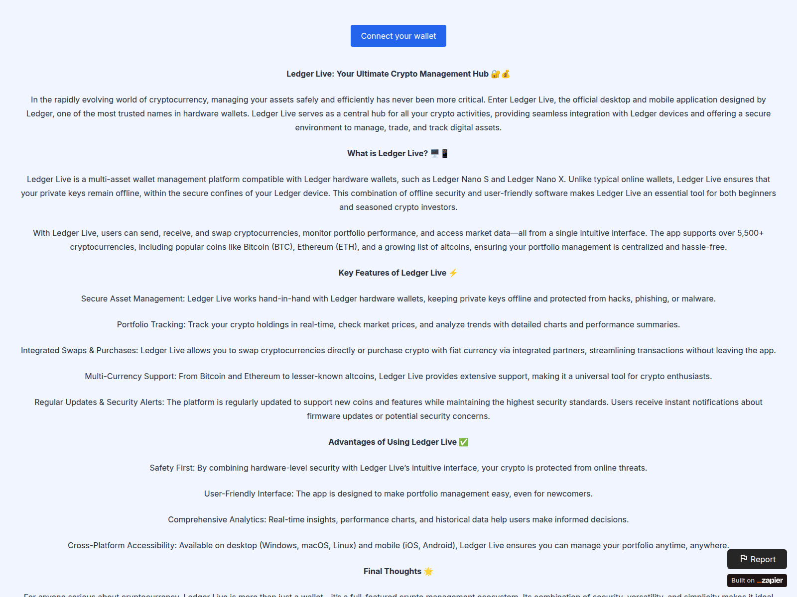 Screenshot of livestart-ldger.zapier.app