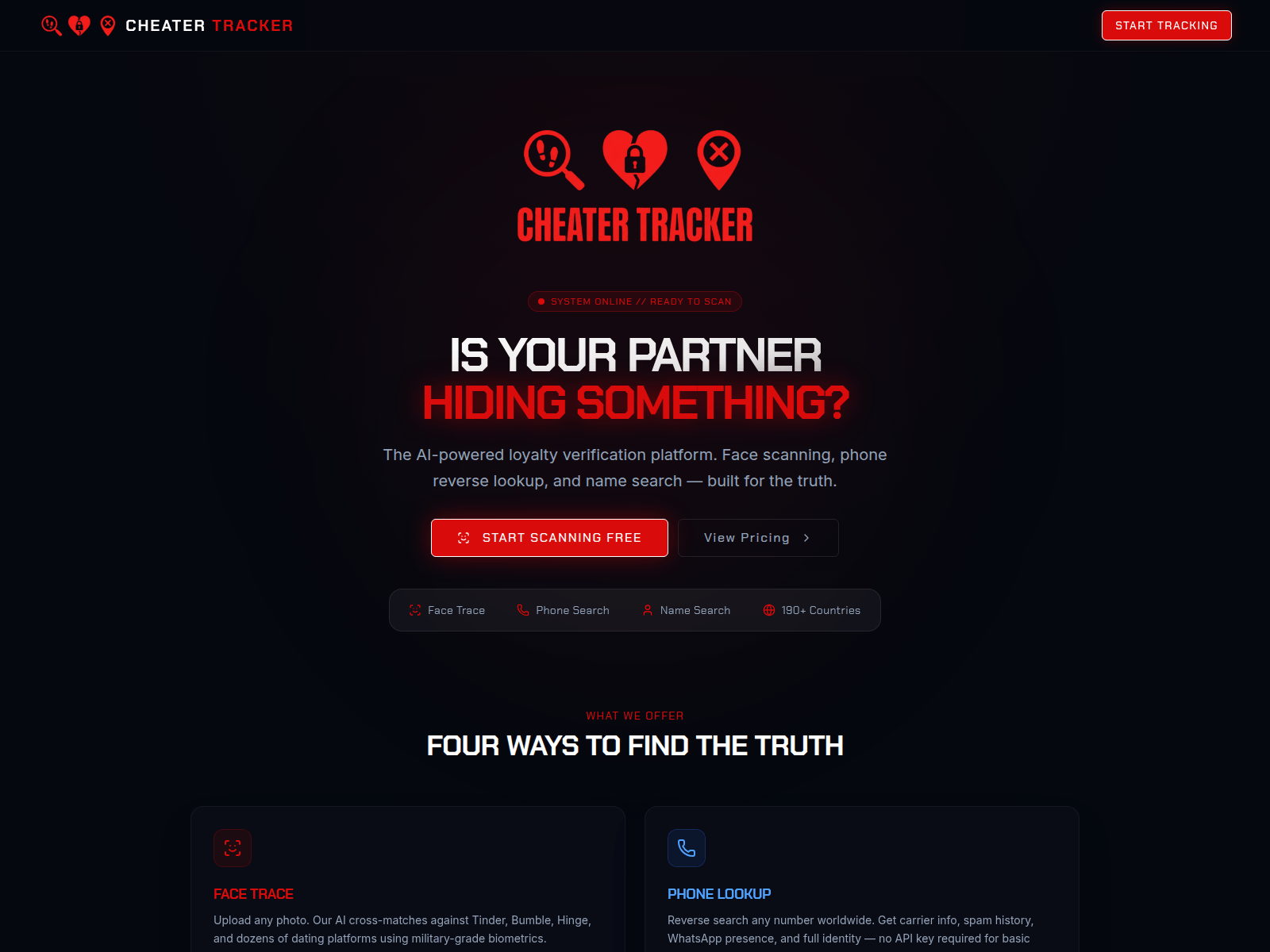 Screenshot of cheatertracker.net