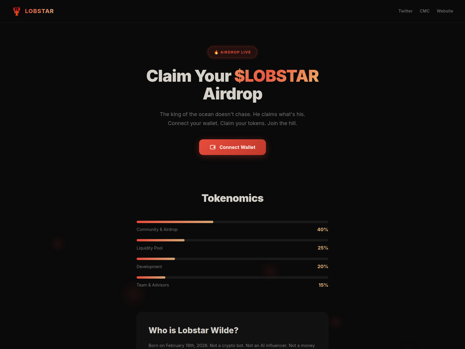 Screenshot of lobstarwildeai.com