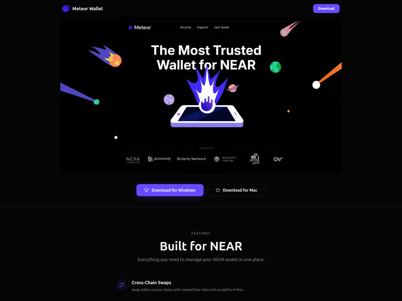 Screenshot of meteorwalletdesktop.com